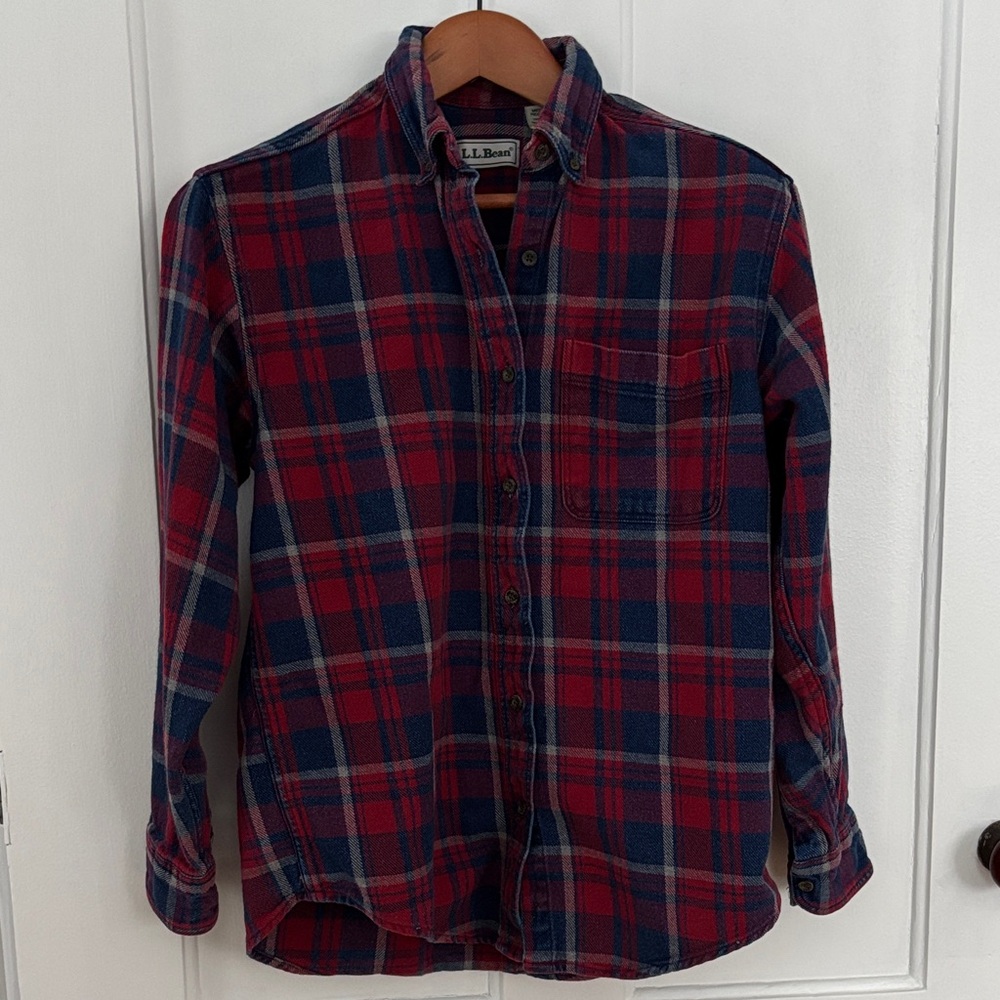 L.L. Bean Women’s Classic Red and Blue Check Shirt